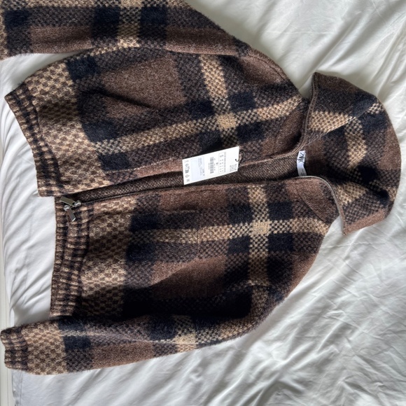 Zara Checked Zip-Up Jacket – Brown/Beige – Size S – NWT 5802/106/087 - Picture 6 of 6